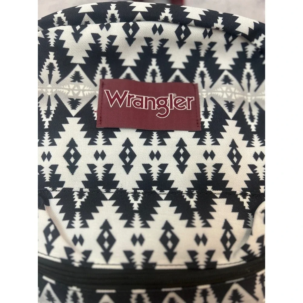 Wrangler Southwestern Geometric Print Backpack Black White Maroon